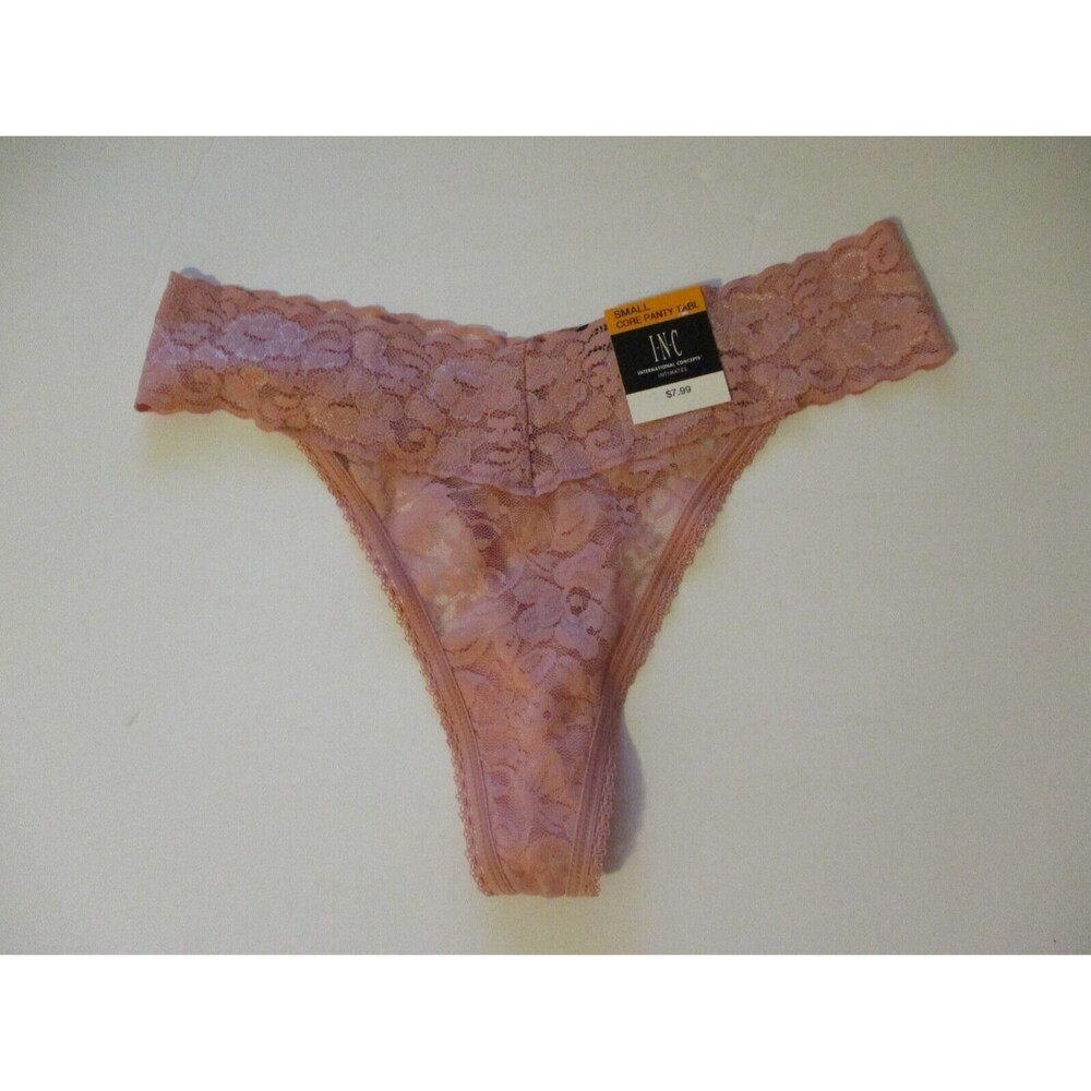 INC International Concepts Lace Thong Panty Womens Sz S Underwear Pink Sexy